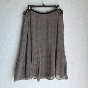 Vtg Y2K Jones New York Size 16 100% Silk Chiffon Velvet Flounce Skirt Black